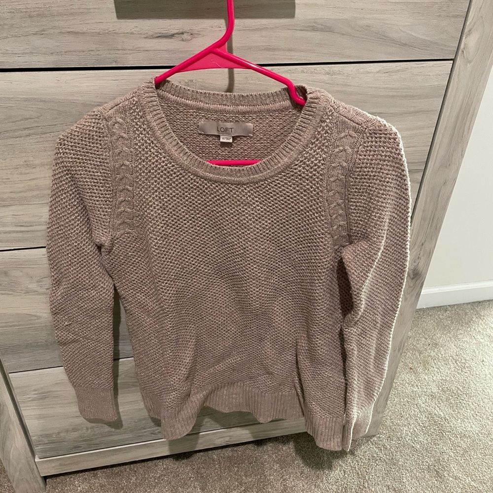 LOFT Women's Beige Cable Knit Sweater